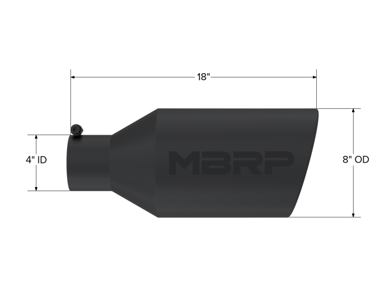 MBRP T5128BLK 8in O.D. Rolled End Exhaust Tip (Black Coated)