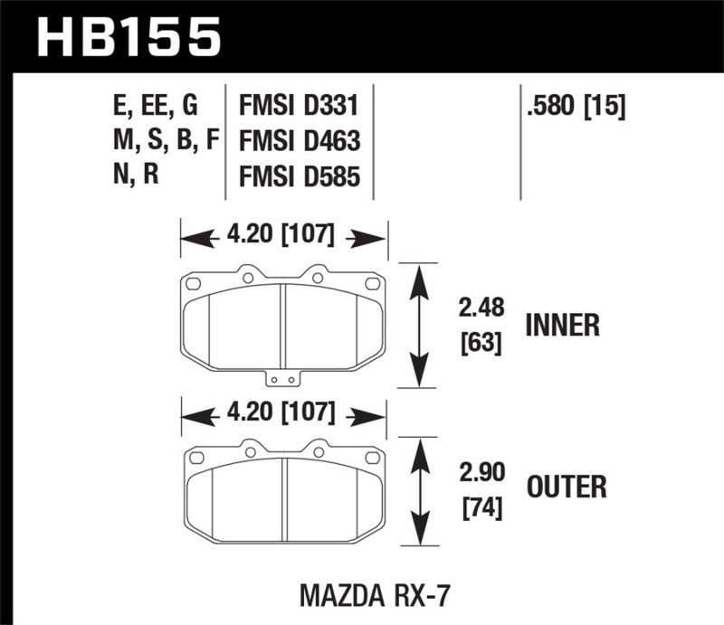 Hawk Performance HB155B.580 HPS 5.0 Street Brake Pads