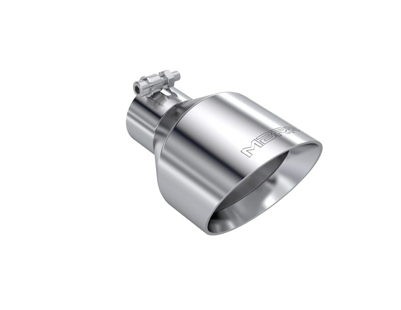 MBRP T304 SS Tip 2.5in ID, 5in OD Out, 8in Length, Angle Cut, Dual Wall