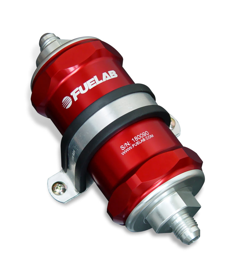 Fuelab 81801-2 818 In-Line Fuel Filter Standard -6AN In/Out 10 Micron Fabric - Red