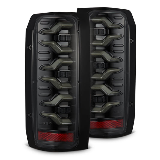 AlphaRex 658006 1987-1996 Ford Bronco/F-150 Luxx-Series LED Tail Lights - Alpha-Black