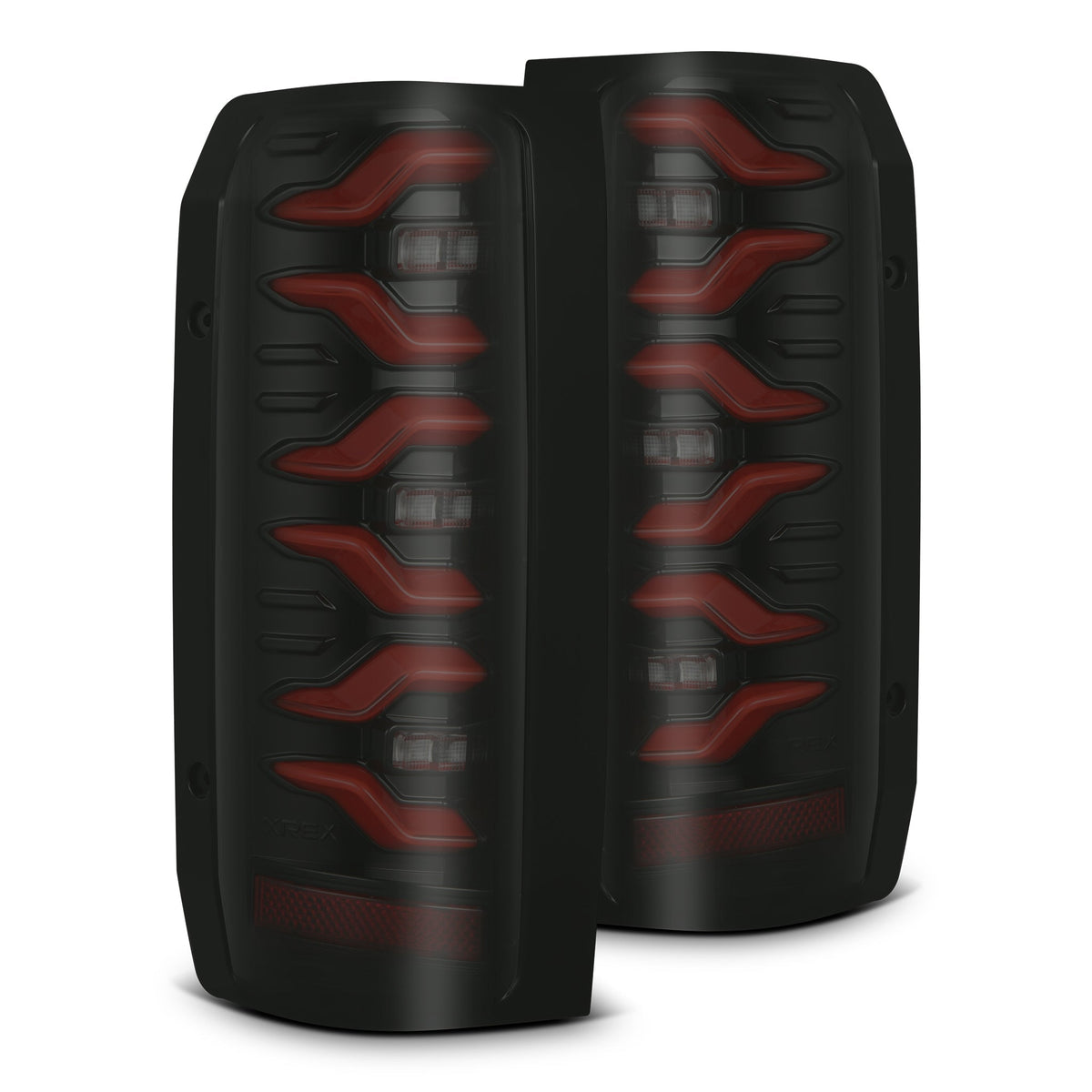 AlphaRex 658007 87-96 Ford Bronco/F-150 Luxx-Series LED Tail Lights - Black Red