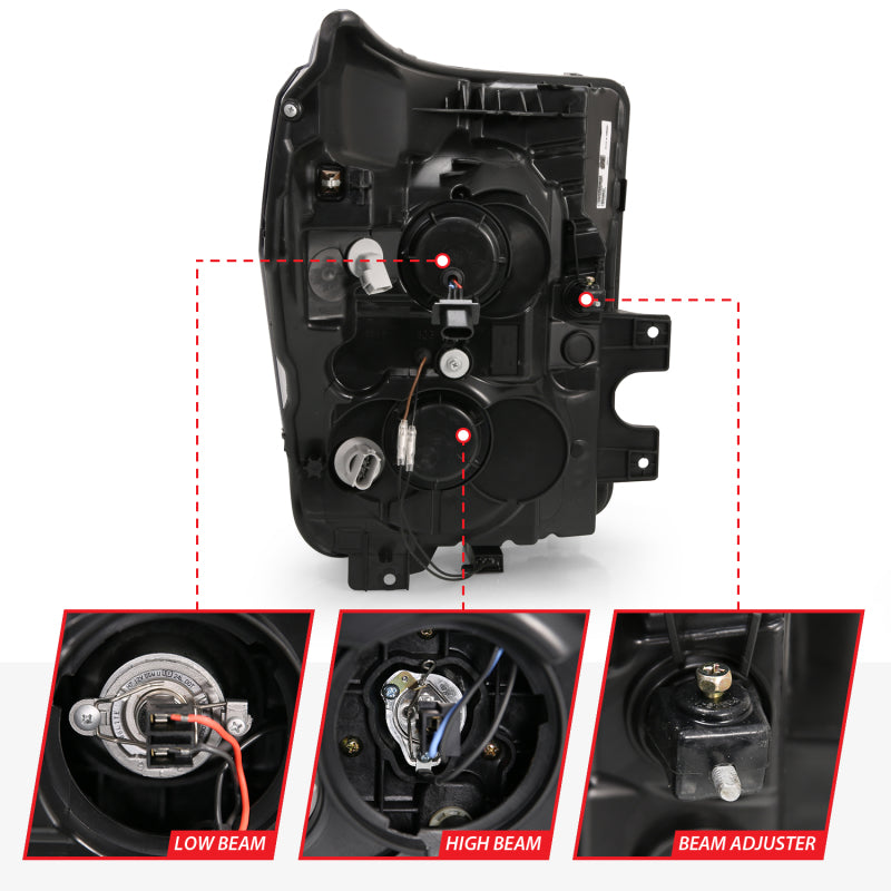 ANZO 2011-2016 Ford F-250 Super Duty LED Projector Headlights - Chrome