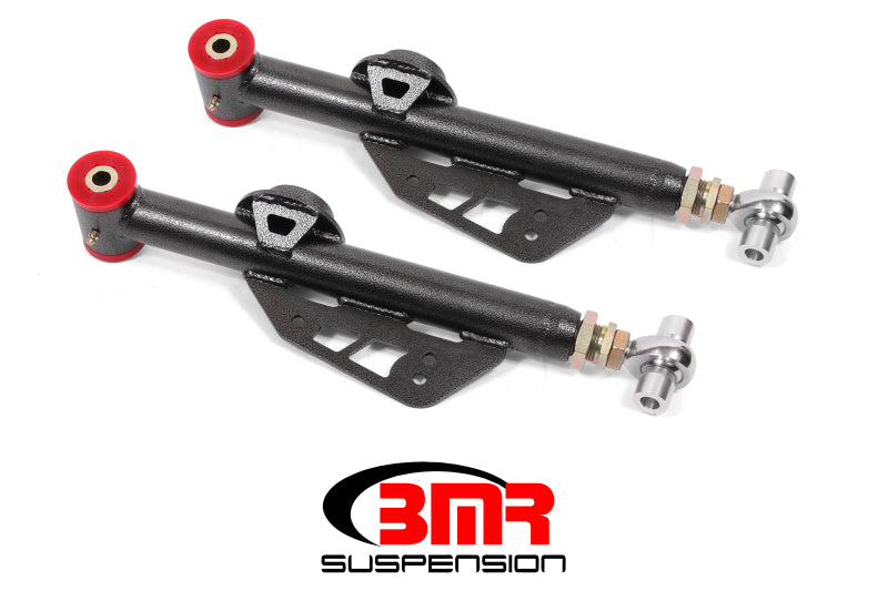 BMR 1999-2004 Ford Mustang Adj. Lower Control Arms Poly/Rod End Combo - Black Hammertone