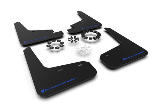 Rally Armor UR Mud Flaps - 2020-2026 Tesla Y - Black/Blue Logo - #MF72-UR-BLK/BL