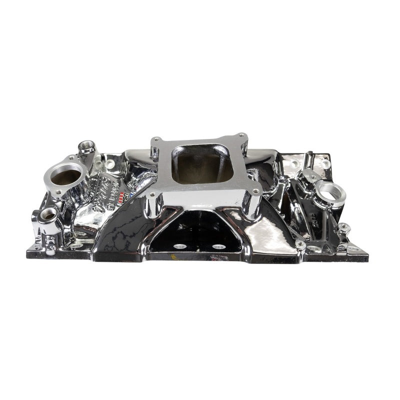 Edelbrock 2975-CP Chevrolet Small Block Victor Jr. 23 Degree Intake Manifold - Chrome Plasma Finish
