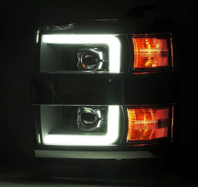 AlphaRex 880098 15-19 Chevrolet Silverado 2500/3500 LUXX-Series Projector Headlights Black w/Activation Sequential Signal & Switchback DRL