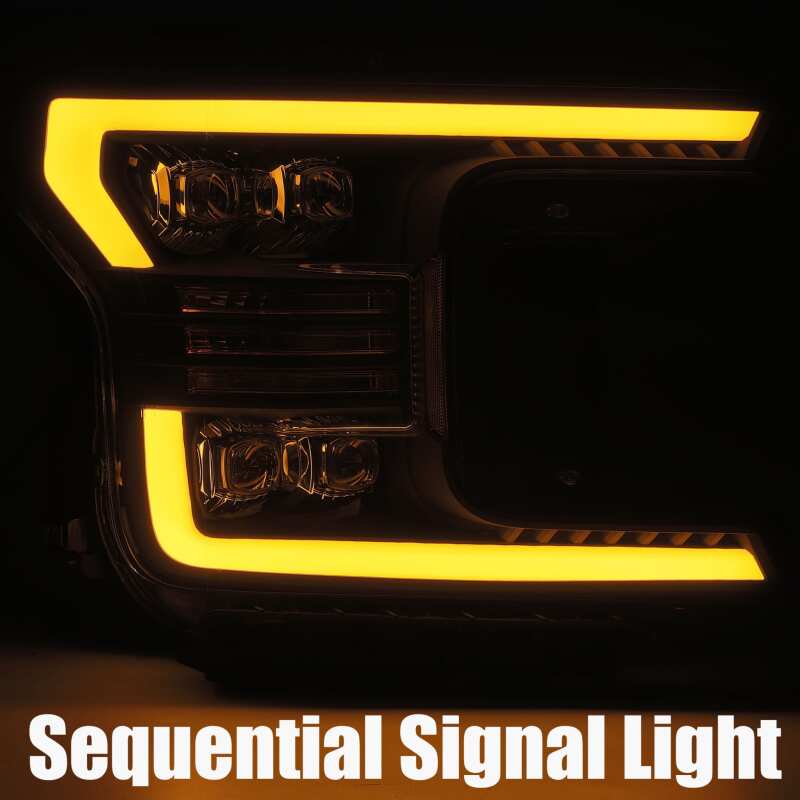 AlphaRex 880181 18-19 Ford F-150 NOVA LED Projector Headlights Plank Style Chrome w/ActivLight/Sequential Signal