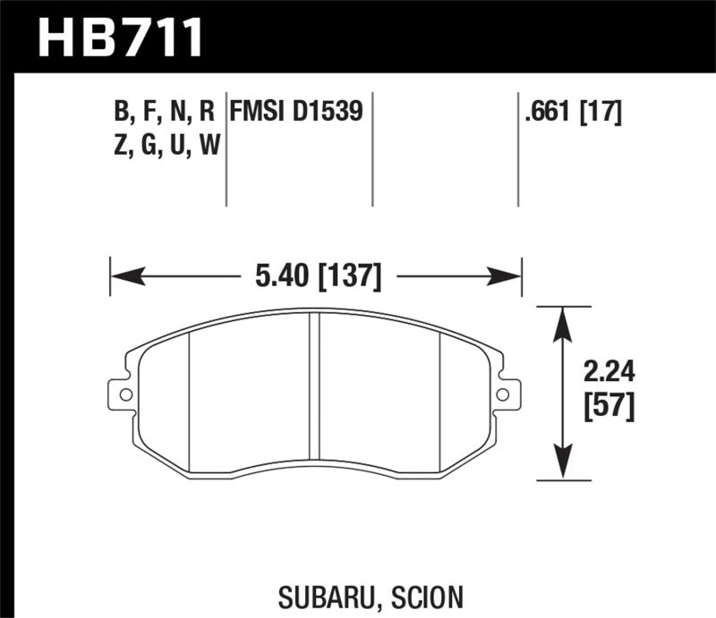 Hawk Performance HB711D.661 ER-1 Motorsport Brake Pads