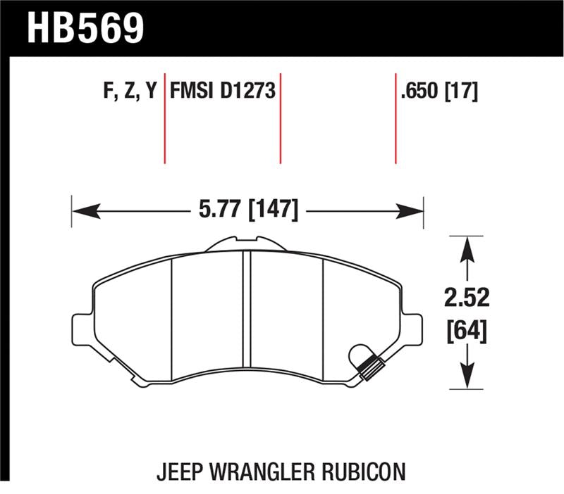 Hawk Performance HB569Z.650 Performance Ceramic Street Brake Pads