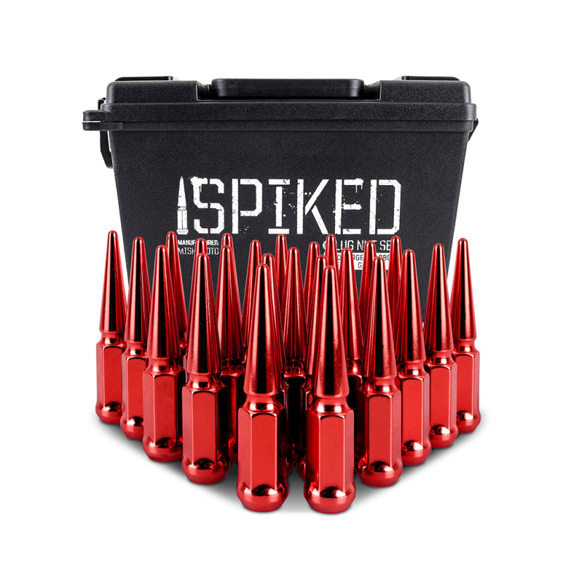 Mishimoto Mishimoto Steel Spiked Lug Nuts M12 x 1.5 24pc Set Red - #MMLG-SP1215-24RD