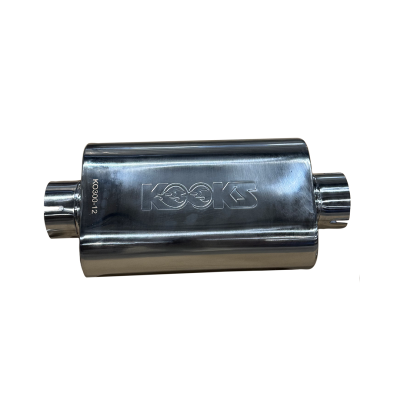 Kooks KO300-12-CI 3in Oval Clamp In Center/Center Muffler 12in Long Body Polished Stainless Steel