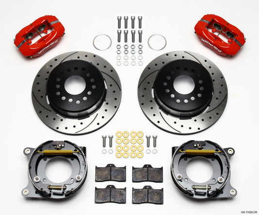 Wilwood Forged Dynalite P/S Park Brake Kit Drill-Red Impala 59-64 / Corvette 57-62 - #140-11828-DR