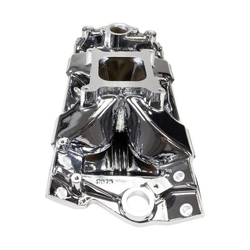 Edelbrock 2975-CP Chevrolet Small Block Victor Jr. 23 Degree Intake Manifold - Chrome Plasma Finish