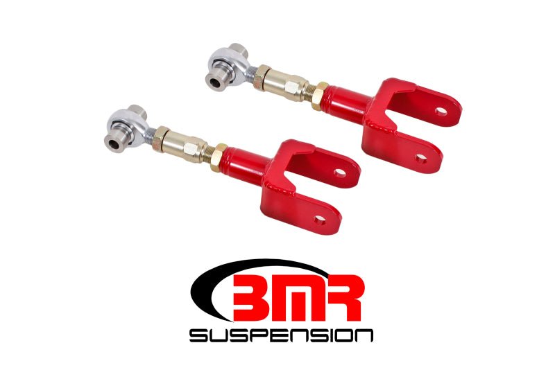 BMR 1979-2004 Fox Mustang Upper Control Arms On-Car Adj. Rod Ends - Red