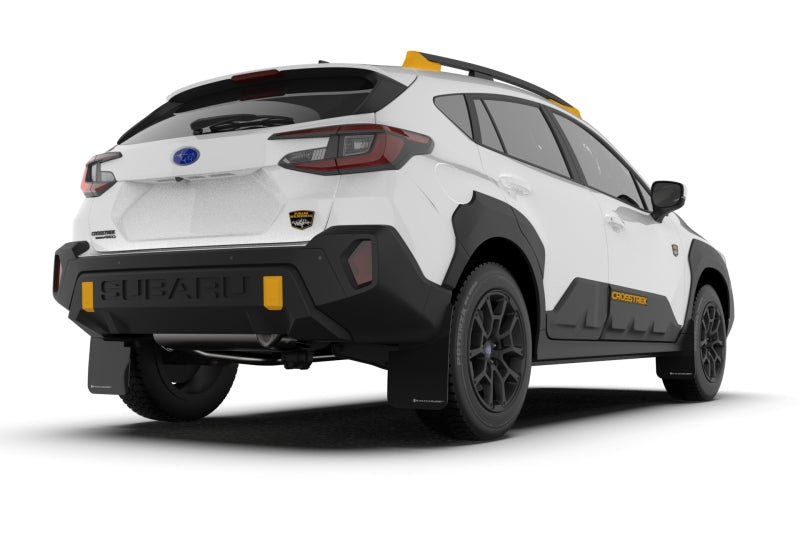 Rally Armor UR Mud Flaps - 2024-2026 Subaru Crosstrek - Black/White Logo - #MF116-UR-BLK-WH