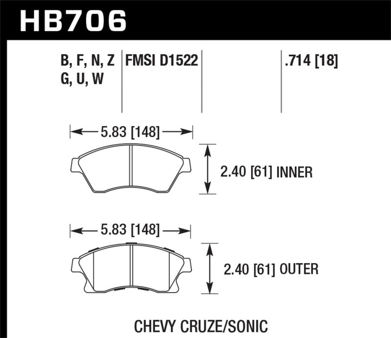 Hawk Performance HB706G.714 DTC-60 Motorsport Brake Pads