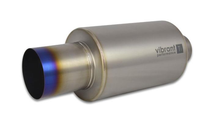 Vibrant Titanium Muffler w/Straight Cut Natural Tip 3.5in Inlet/3.5in Outlet