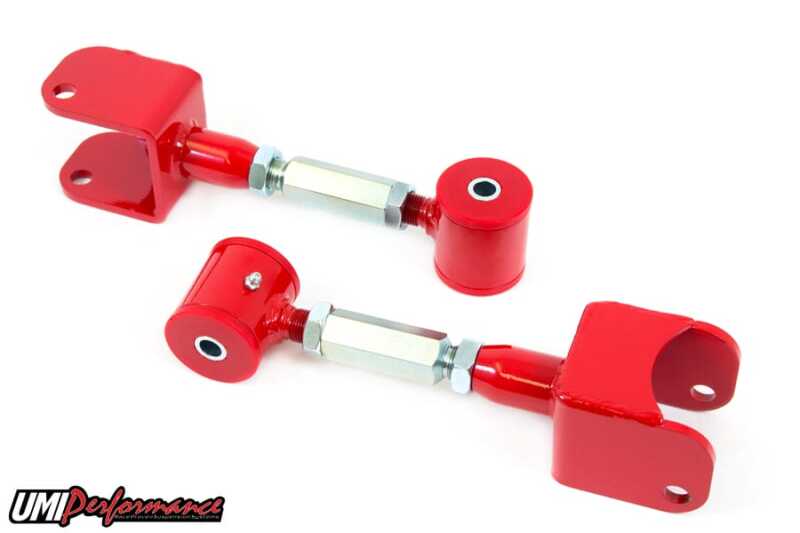 UMI Performance 4025-R Adjustable Upper Control Arms Polyurethane Bushings Red