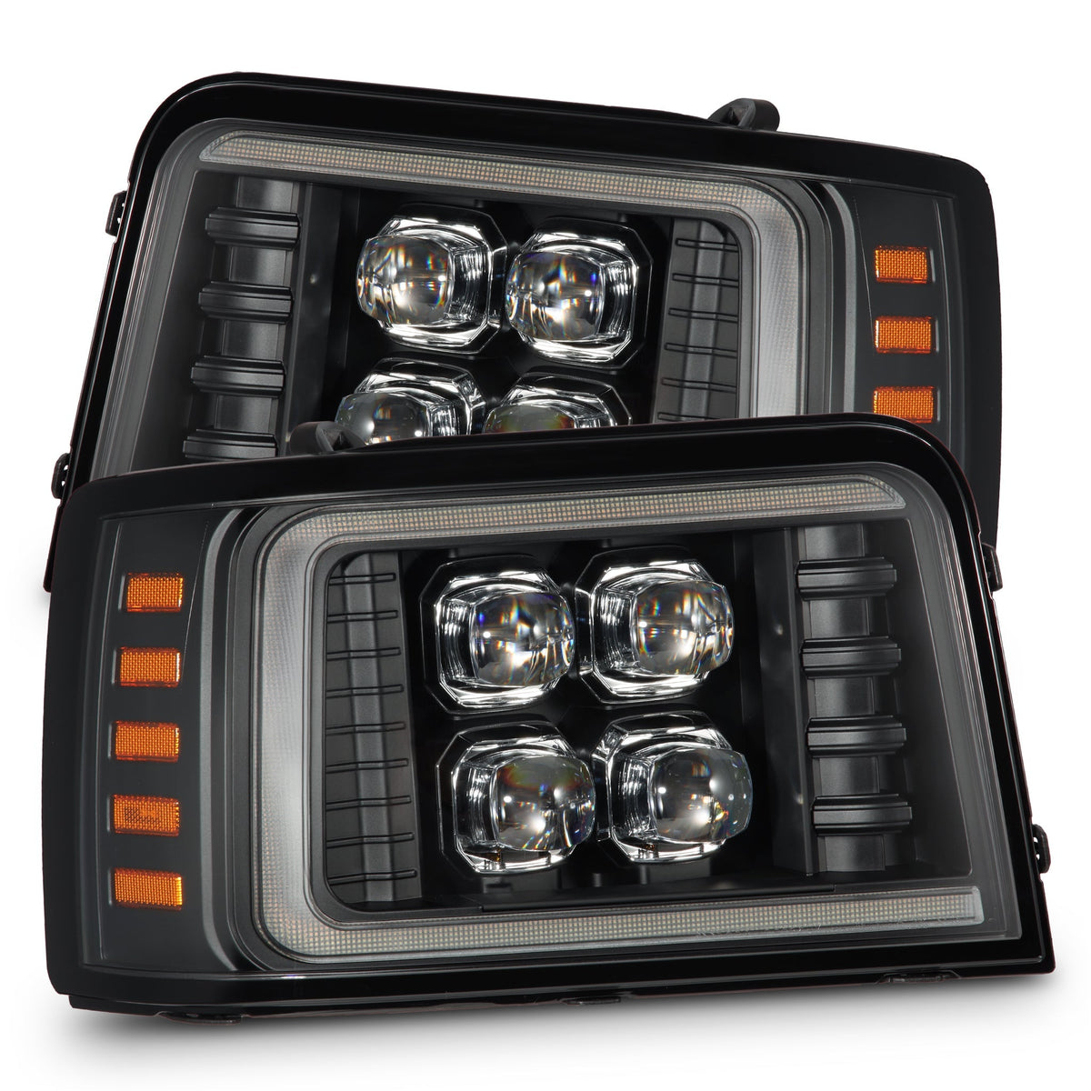 AlphaRex 880299 92-96 Ford F-Series/Bronco NOVA-Series LED Projector Headlight Bk with Activation Light Sequential Signal & Switchback DRL