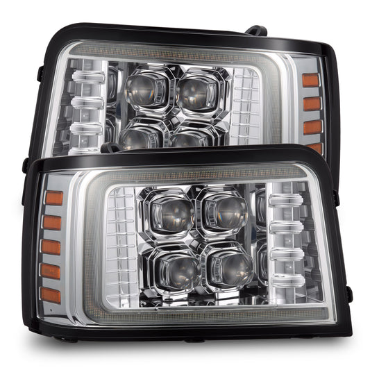 AlphaRex 880377 1992-1996 Ford Bronco NOVA LED Projector Headlights Chrome with Activation Light Sequential Signal and Switchback DRL