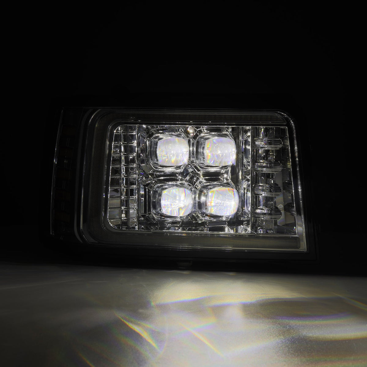 AlphaRex 880377 92-96 Ford Bronco NOVA LED Projector Headlights Chrome with Activation Light Sequential Signal and Switchback DRL