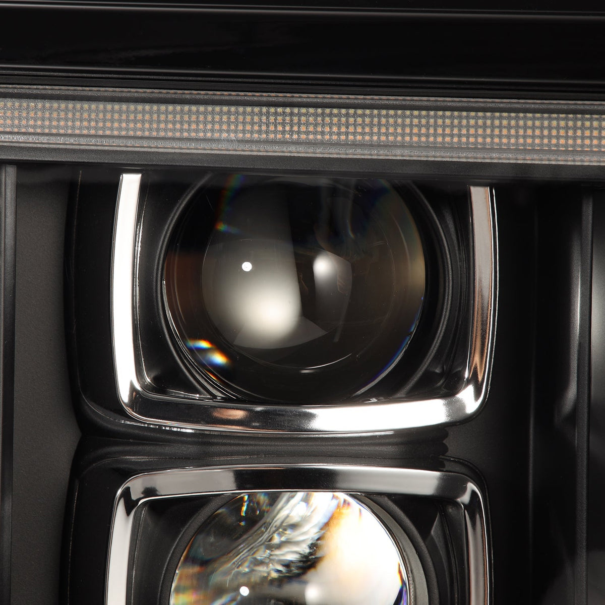 AlphaRex 880266 92-96 Ford F-Series/Bronco PRO-Series Projector Headlight Black with Sequential Signal & DRL