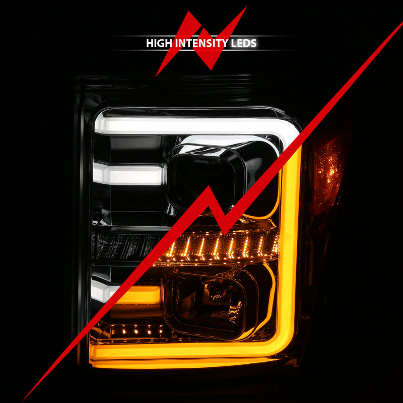 ANZO 2011-2016 Ford F-250 Super Duty LED Projector Headlights - Chrome