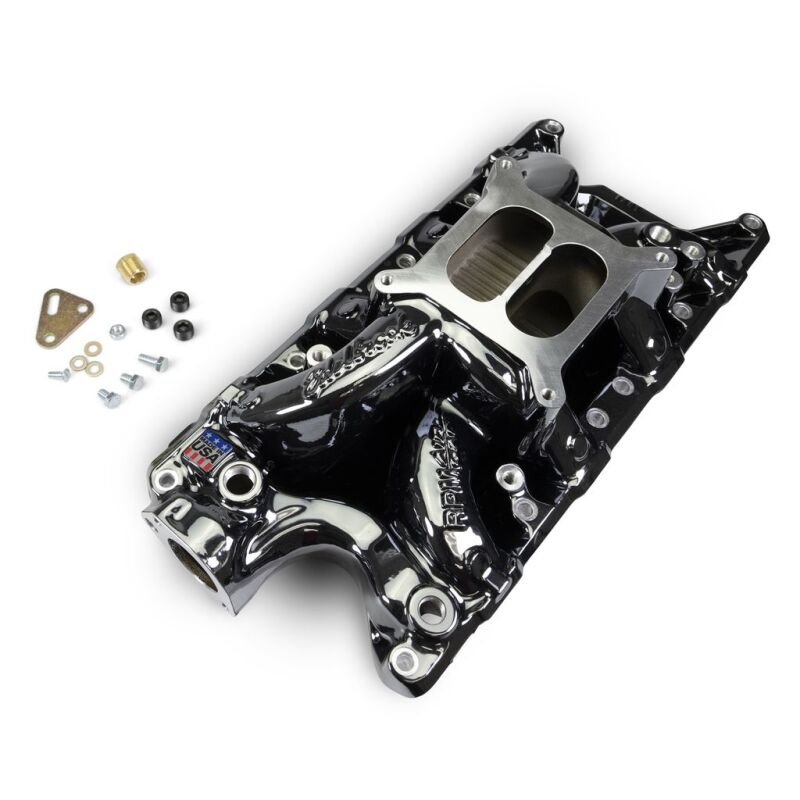 Edelbrock 7521-BP RPM Air-Gap Intake Manifold for Small-Block Ford - Black Plasma Finish