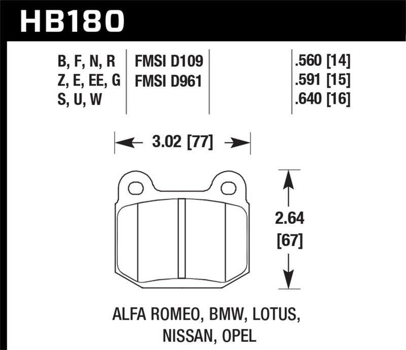 Hawk Performance HB180D.560 ER-1 Motorsport Brake Pads