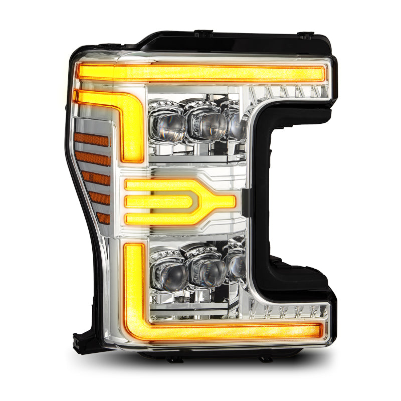 AlphaRex 880347 17-19 Ford F-250/350/450/550 Super Duty NOVA-Series LED Projector Headlights Chrome with Sequential Signal & Switchback DRL