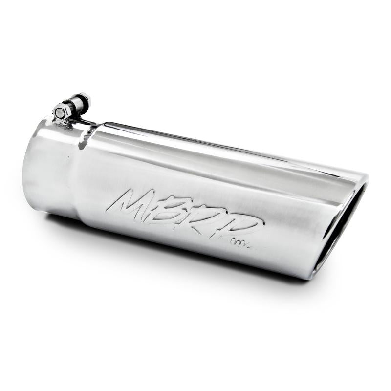 MBRP T5166BLK Black Series Exhaust Tip 5 in. Inlet 6 in. Outlet Diameter 16 in. Length w/Stainless Steel Logo Plate Stainless Steel Black Coated Black Series Exhaust Tip