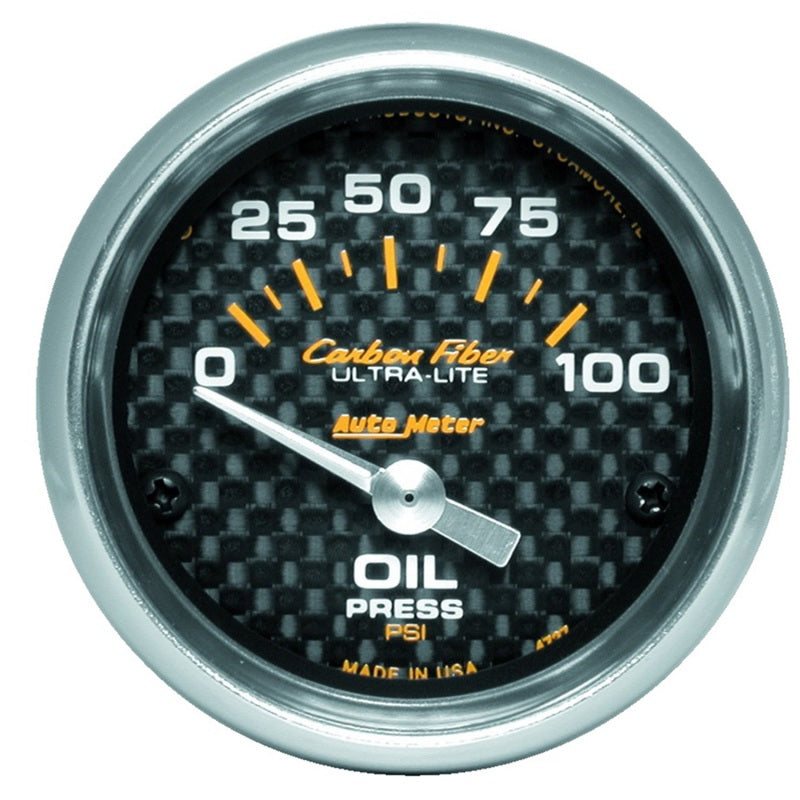 AutoMeter 4727 Carbon Fiber 52mm 100 PSI Electronic Oil Pressure Gauge