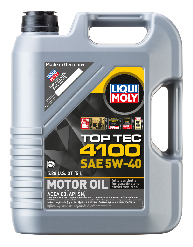 LIQUI MOLY 5L Top Tec 4100 Motor Oil SAE 5W-40 (2330) - Pack of 4