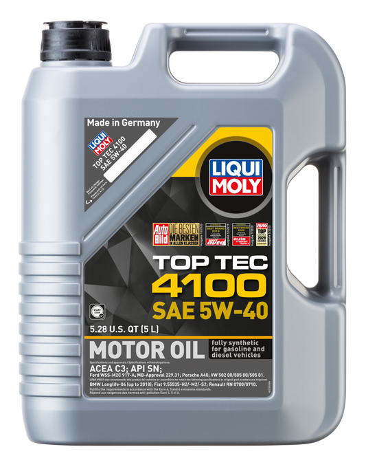 LIQUI MOLY 5L Top Tec 4100 Motor Oil SAE 5W-40 (2330) - Pack of 4