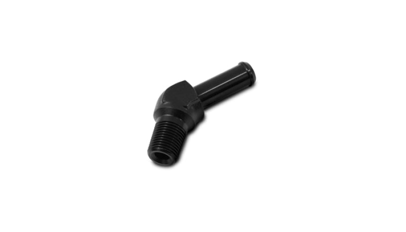 Vibrant 3/8 NPT to 1/2in Barb Straight Fitting 45 Deg Adapter - Aluminum