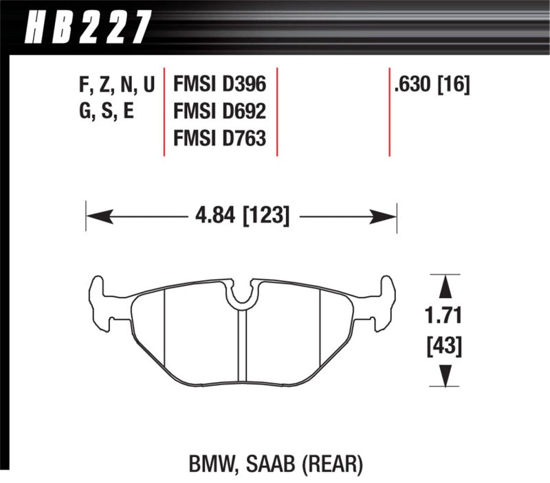Hawk Performance HB227U.630 DTC-70 Motorsport Brake Pads