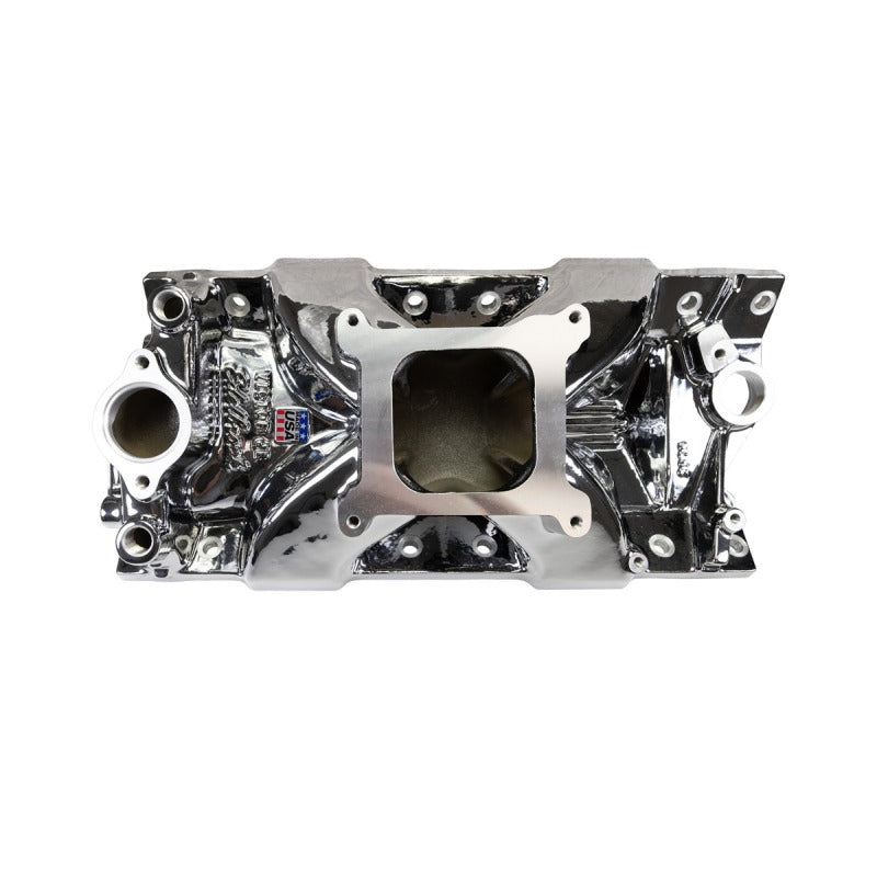Edelbrock 2975-CP Chevrolet Small Block Victor Jr. 23 Degree Intake Manifold - Chrome Plasma Finish