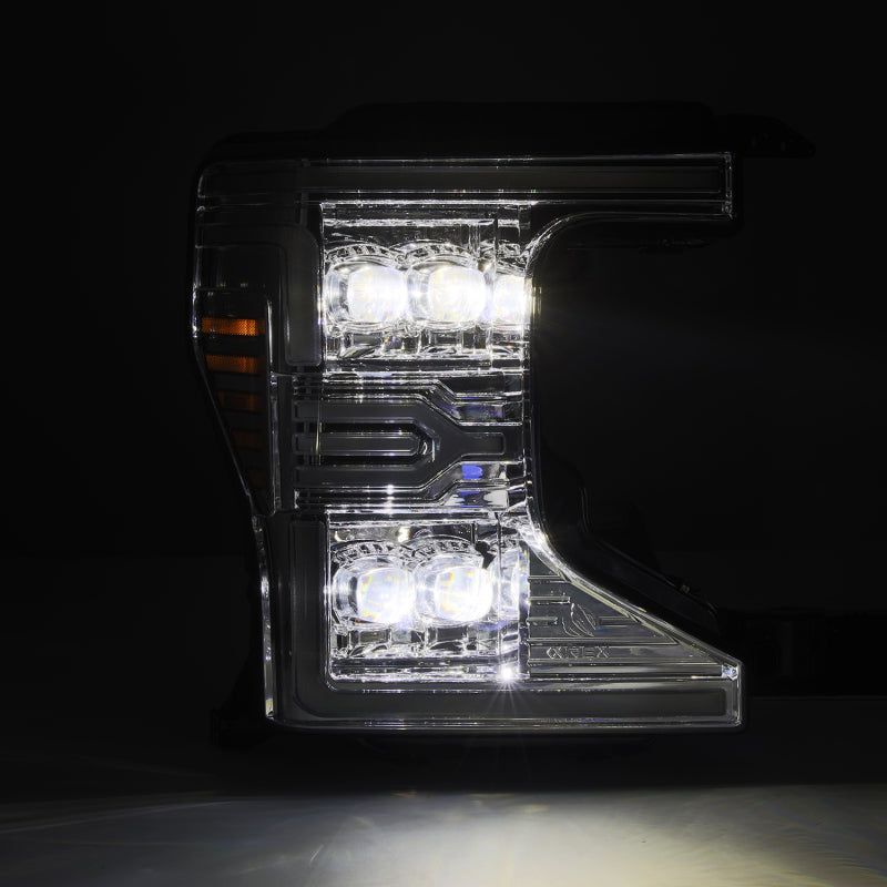AlphaRex 880339 20-22 Ford F-250/350/450/550 SD NOVA-Series LED Projector Headlights Chrome with Sequential Signal & Switchback DRL