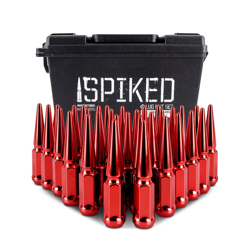 Mishimoto Mishimoto Steel Spiked Lug Nuts M14 x 1.5 32pc Set Red - #MMLG-SP1415-32RD