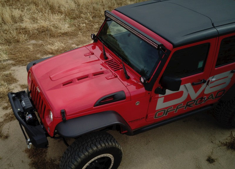 DV8 Offroad 07-18 Jeep Wrangler JK Metal Heat Dispersion Hood - Primer Black - #HDMB07-02