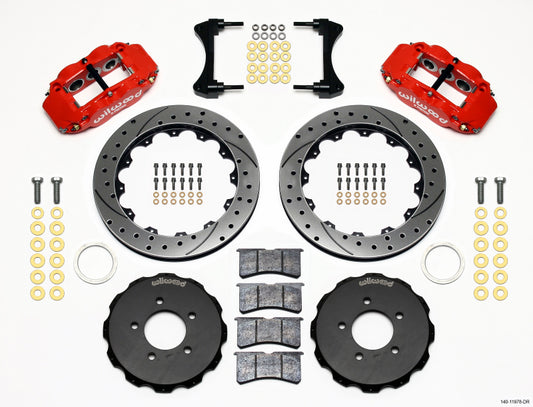 Wilwood Narrow Superlite 6R Front Hat Kit 12.88in Drill Red 2006-Up Civic / CRZ - #140-11978-DR