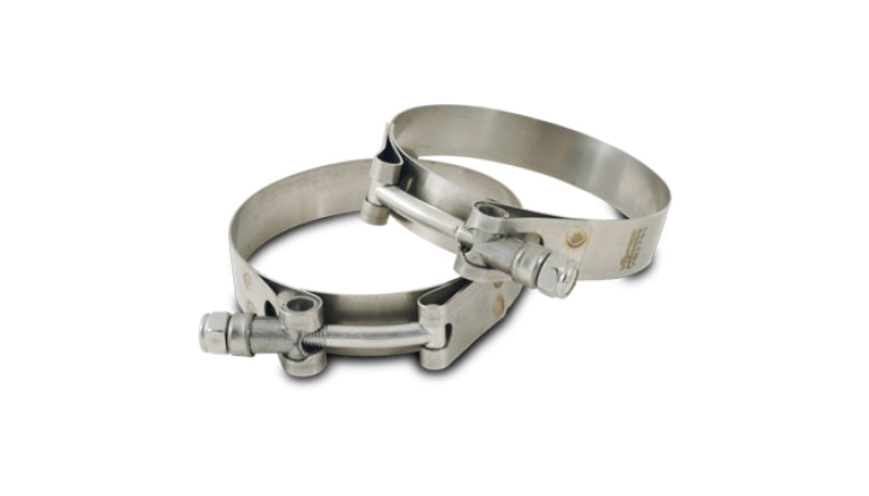 Vibrant SS T-Bolt Clamps Pack of 2 Size Range: 3.38in to 3.62in