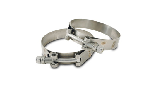 Vibrant Stainless Steel T-Bolt Clamps - Clamp Range 2.40in-2.64in (2 Pack)