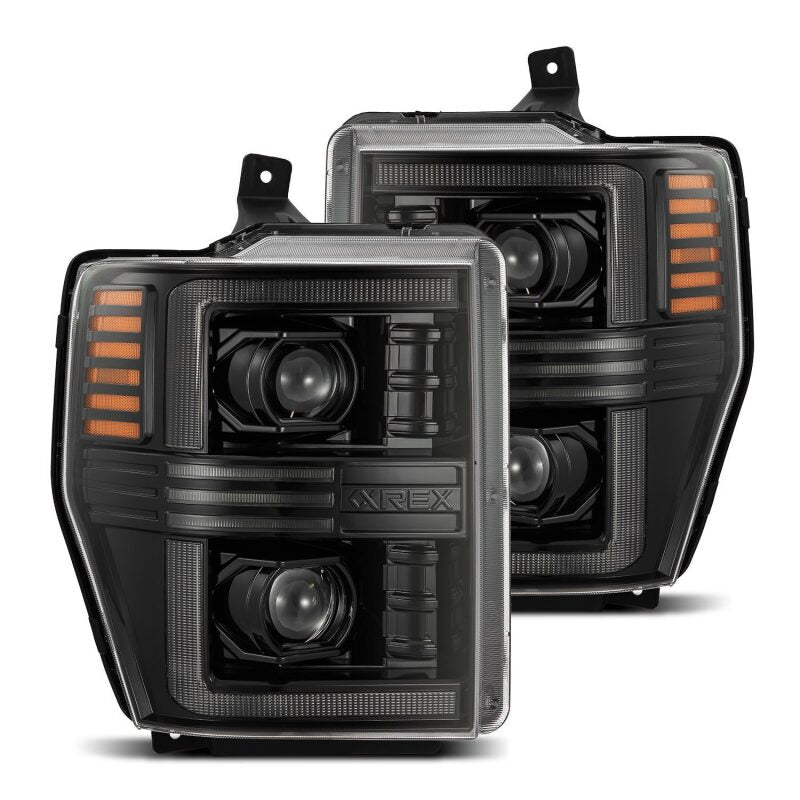 AlphaRex 880309 08-10 Ford F250-550 PRO-Series Projector headlights Alpha-Black with Activation Light/Sequential Signal