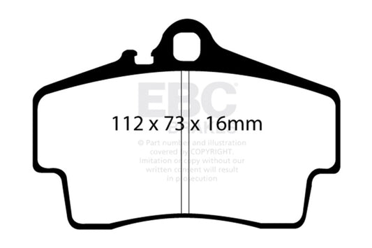 EBC 98-05 Porsche 911 (996) (Cast Iron Rotor only) 3.4 Carrera 2 Yellowstuff Rear Brake Pads DP41208R