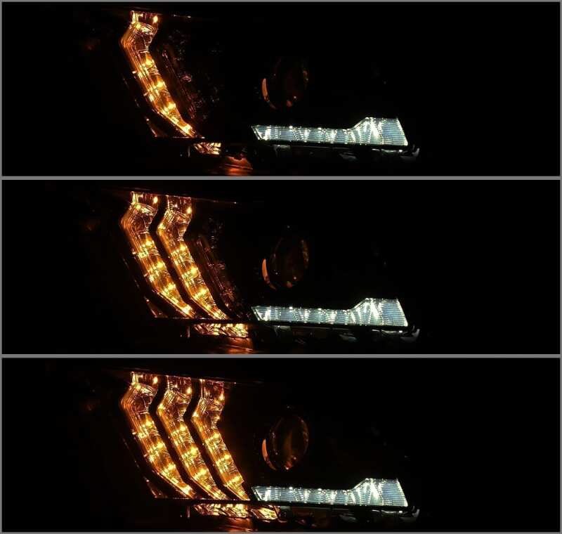 AlphaRex 880118 10-12 Ford Mustang LUXX LED Projector Headlights Plank Style Alpha Black w/Activation Light/Sequential Signal