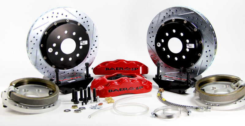 Baer Brakes 82-92 Chevrolet Camaro 13in Pro+ Rear SDZ Brake Kit - Fire Red — Fits 1982-92 GM F-Body Cars w/OE Saginaw 10 Bolt C-clip (BIH) Drum Brake…