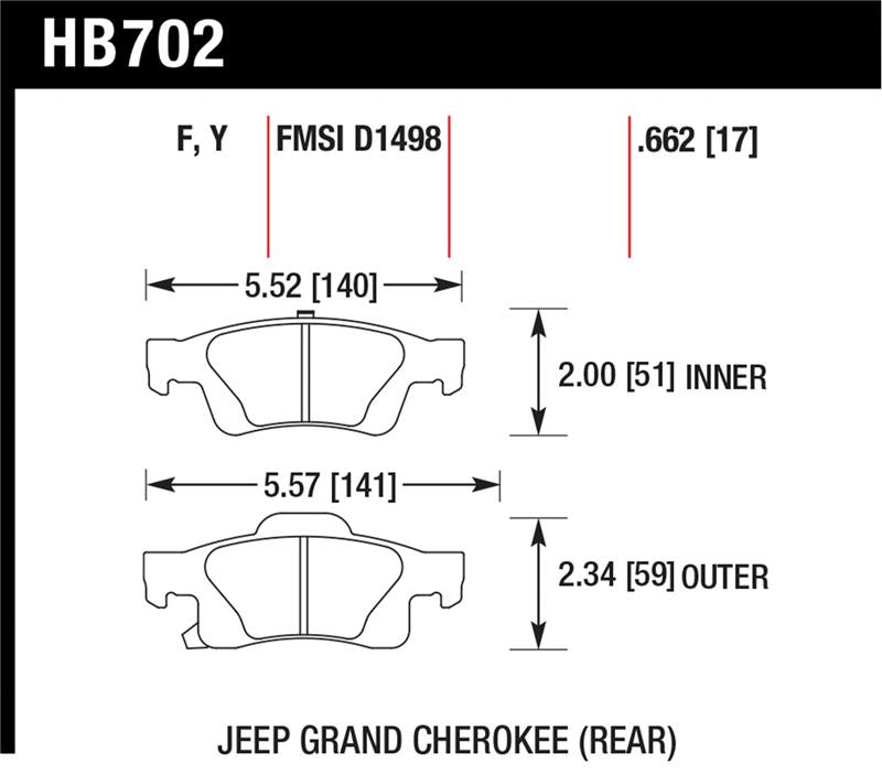 Hawk Performance HB702Y.662 LTS Light Truck and SUV Street Brake Pads