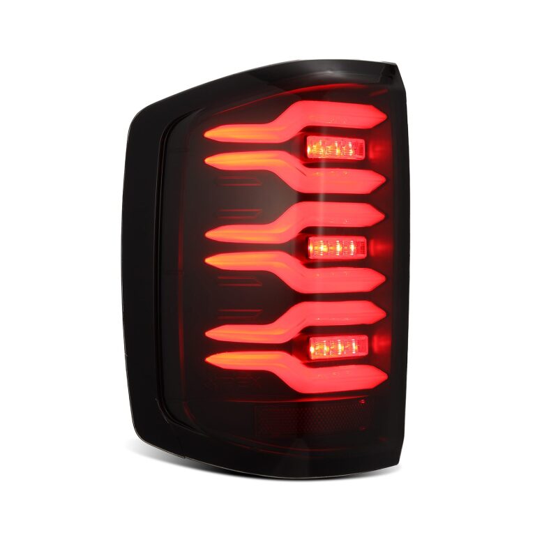 AlphaRex 620030 14-18 Chevrolet Silverado Luxx-Series LED Tail Lights Black w/Activation Light/Sequential Signal